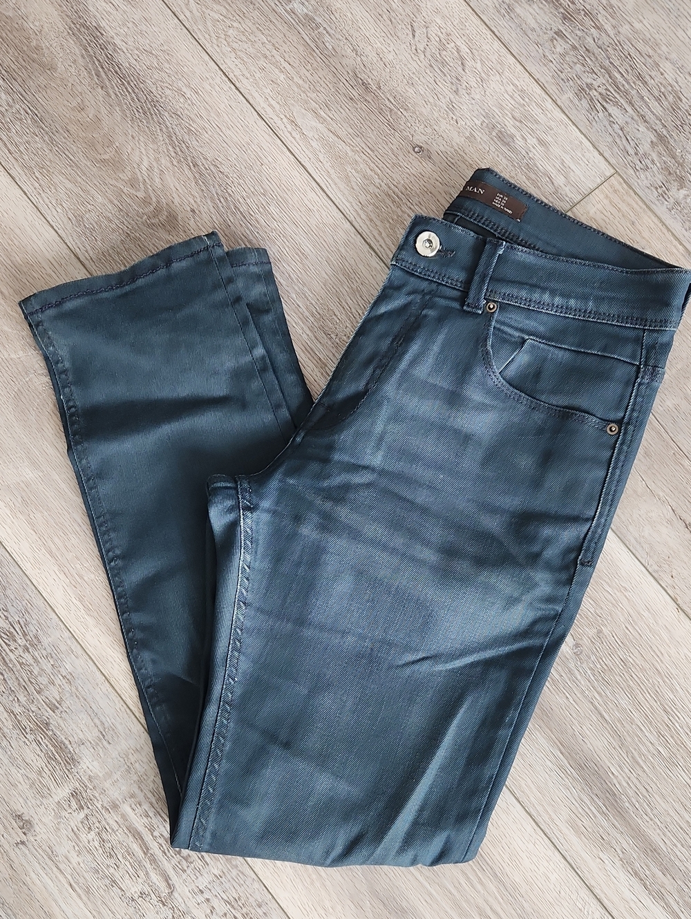 Zara Man Straight Jeans in Charcoal Blue Grey